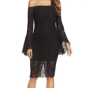 Bardot lace bell sleeve dress-like new